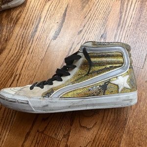 Golden Goose Gold High Top Sneakers